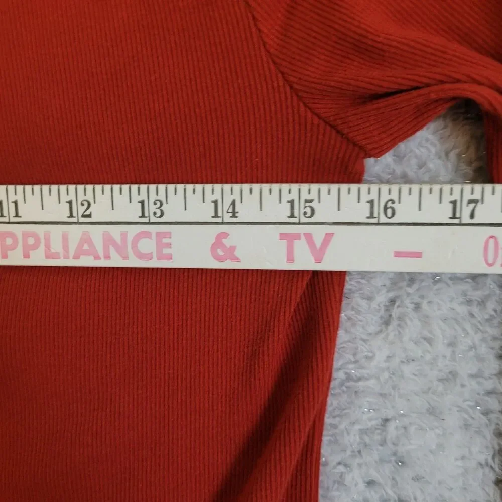 Banana Republic Ribbed Top Womens Small Red Long Sleeve Casual Fitted Travel